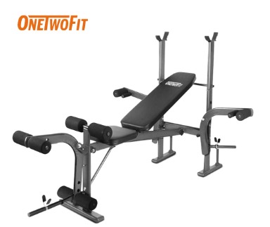 Gym equipment shop set with bench