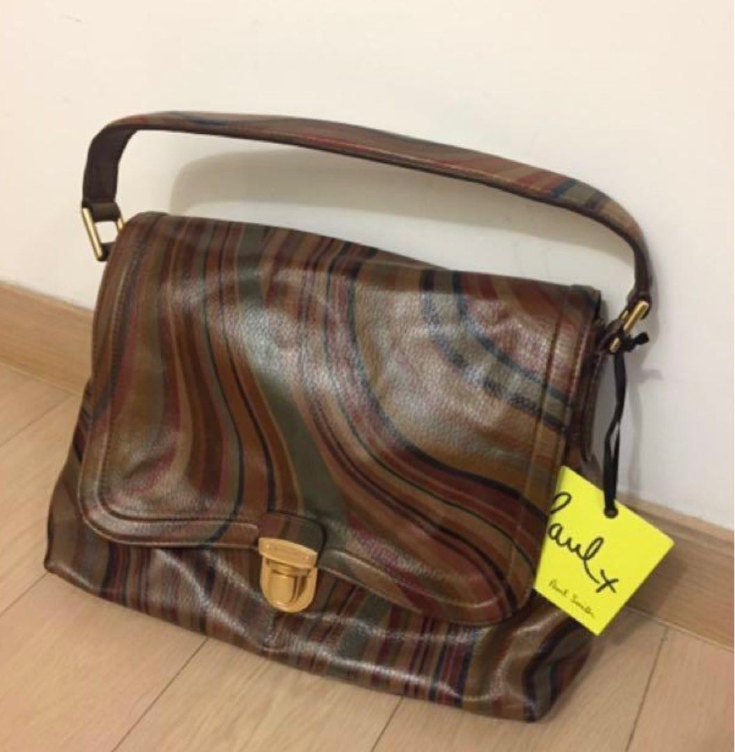 Paul Smith 復古真皮經典手袋handbag 手挽袋牛皮, 名牌, 手袋及銀包