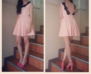 Peach Dress with Black Lining