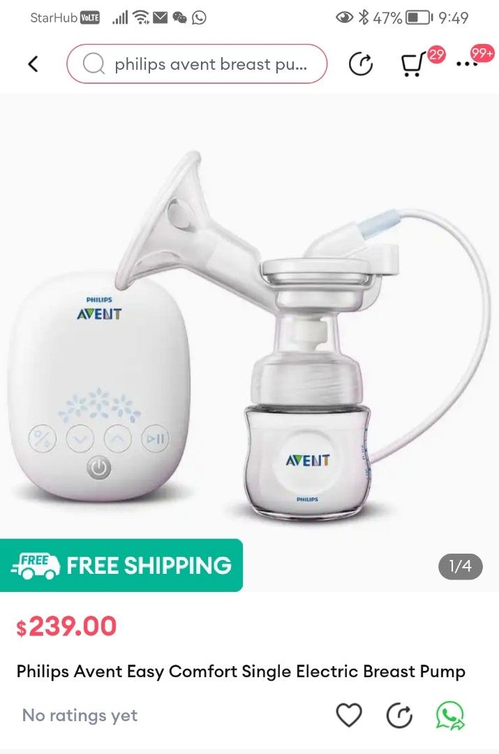 Philips avent easy comfort 2025 single electric breast pump