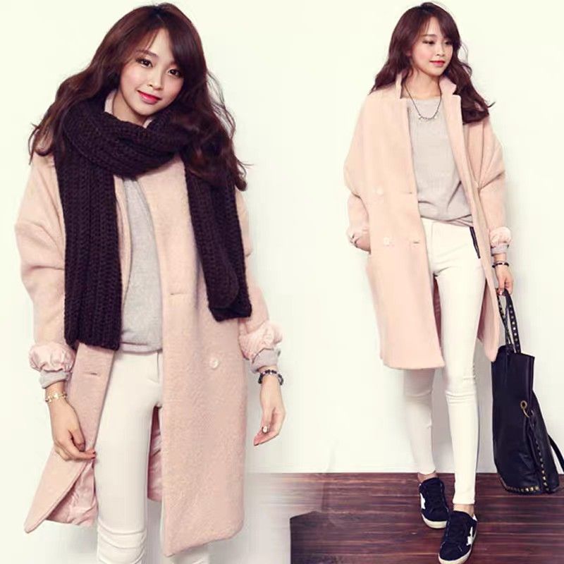 Pink knee length winter Jacket coat