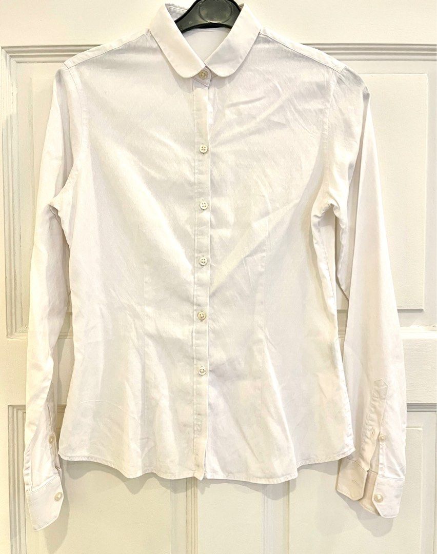 slim fit women's white button down shirt