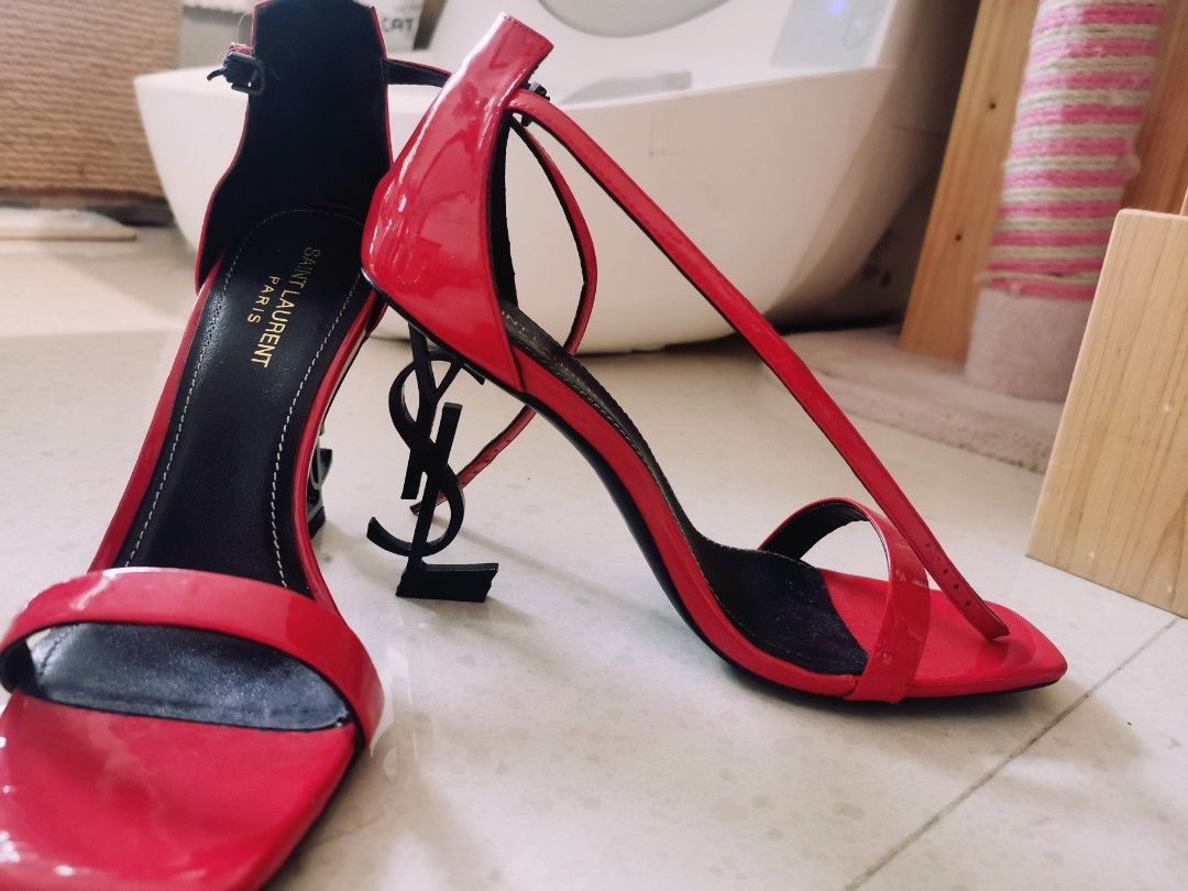 Red and black strappy sales heels