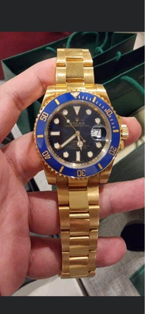 Rolex 2019 Submariner Bluesy 18k Solid gold 40mm (Category: Luxury Watches) located in Pasig City. Submitted by Watchaholics (Listing ID 1242406700, Image 1). Description: Rolex 2019 Submariner Bluesy 18k Solid gold 40mm -ref 116618LB -year model 2019 -40mm -Local AD -9/10 condition -complete full set For 2.205M You may DM or contact @ 09615077138 Thanks admin😉.