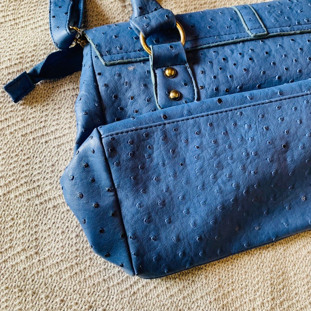 Limited! Blue Ostrich Stamped Leather Office Satchel Bag, Women's Fashion,  Bags & Wallets, Shoulder Bags on Carousell