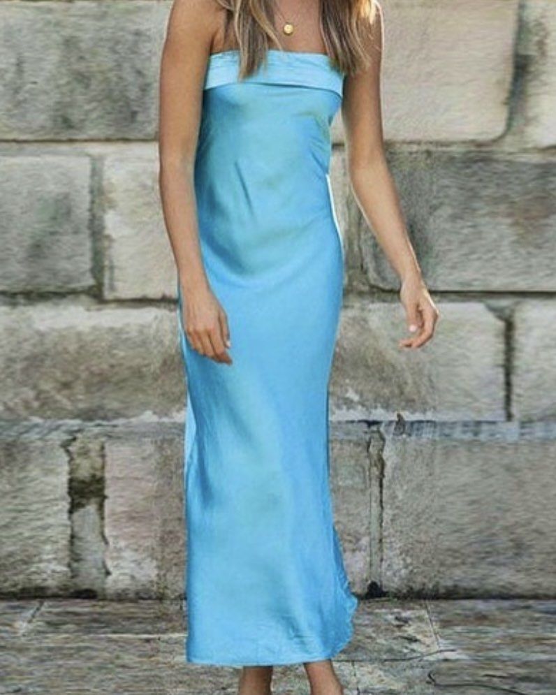 Cecilia Satin Mini Dress - Baby Blue