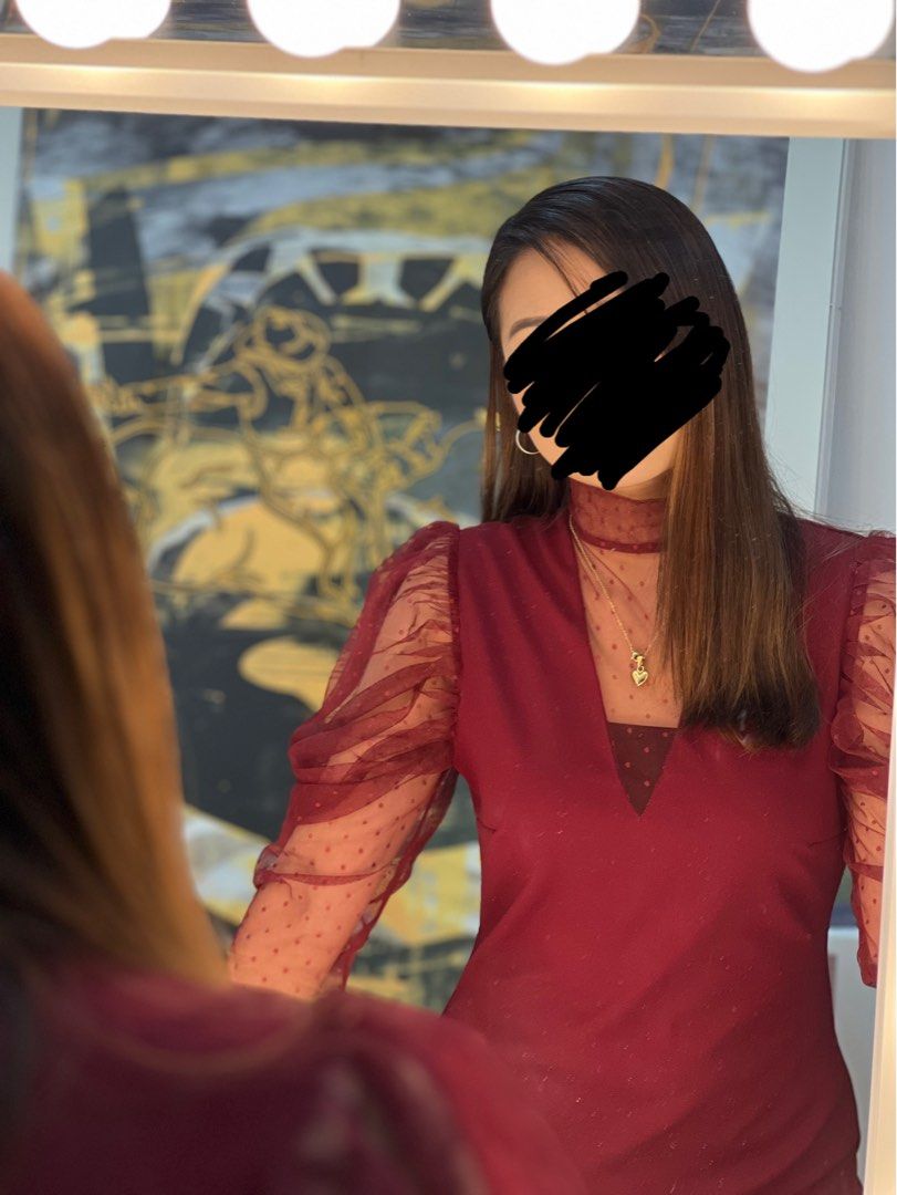 Shein Puffed Maroon dress (Category: Dresses) located in Angeles City. Submitted by aimscloset (Listing ID 1242513281, Image 2). Description: Used only once.