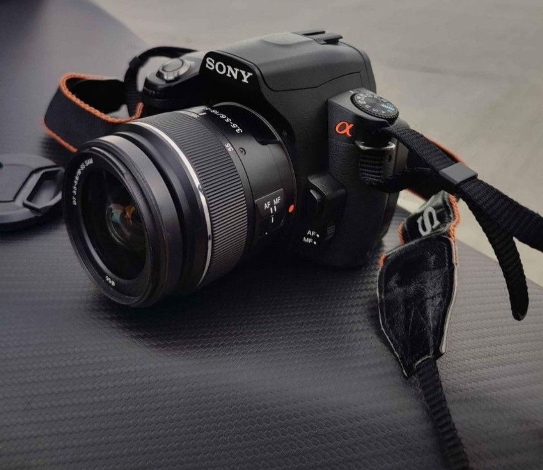 Sony A390 Flipscreen DSLR camera (Category: Cameras) located in Manila. Submitted by ali_suson (Listing ID 1242456566, Image 2). Description: Comes with kitlens, camera bag and charger. No fungus, mold or haze. 8/10 smoothness. *slightly negotiable for surebuyers* For self pickup only. Feel free to legit check and video call if papapickup ng lalamove or grab. (book your own for assurance).