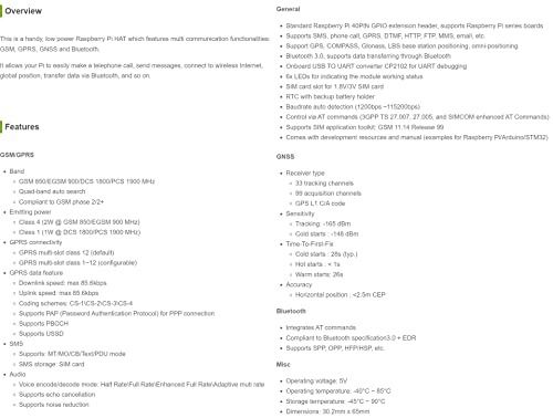 Waveshare SIM800C GSM/GPRS HAT - Für Raspberry Pi & Arduino