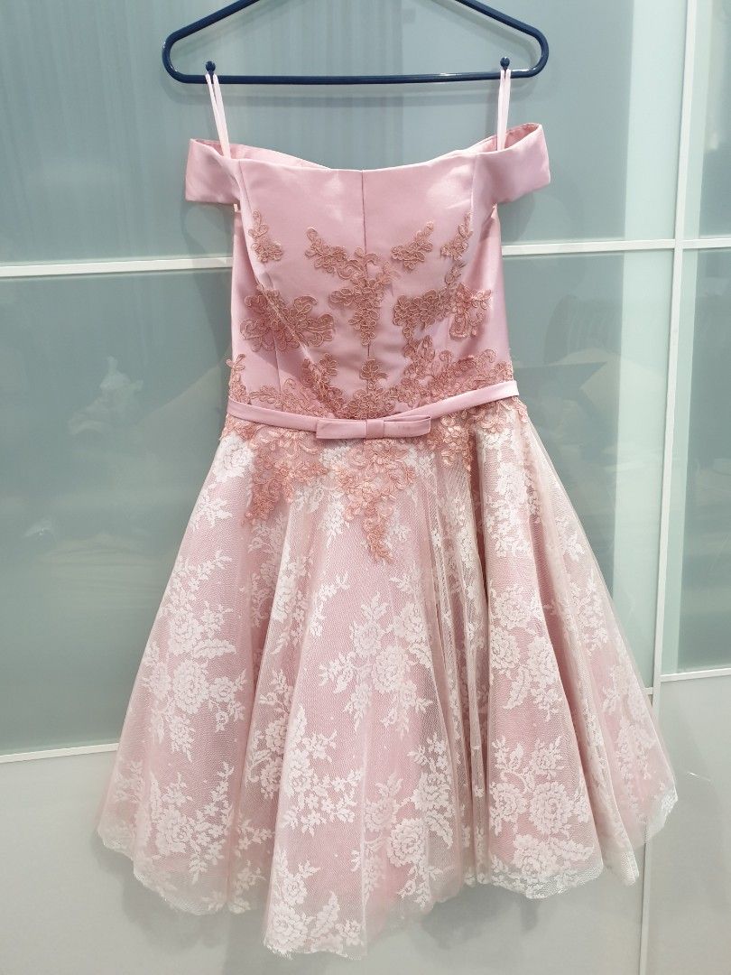 Gaun Pesta Dress Pink Sweet Pink Dress Gaun Pesta Pendek Lace