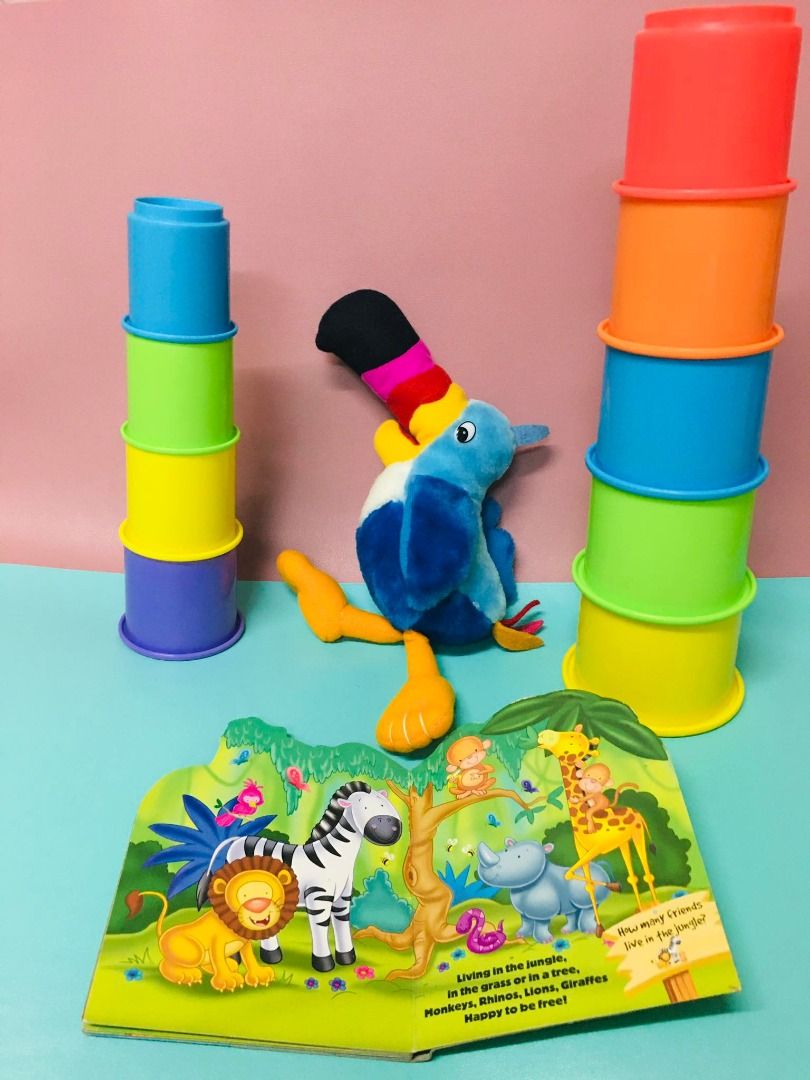 Toys r Us Stacking Cups with Fruit Loops Toucan Plush Toy Bundle ...