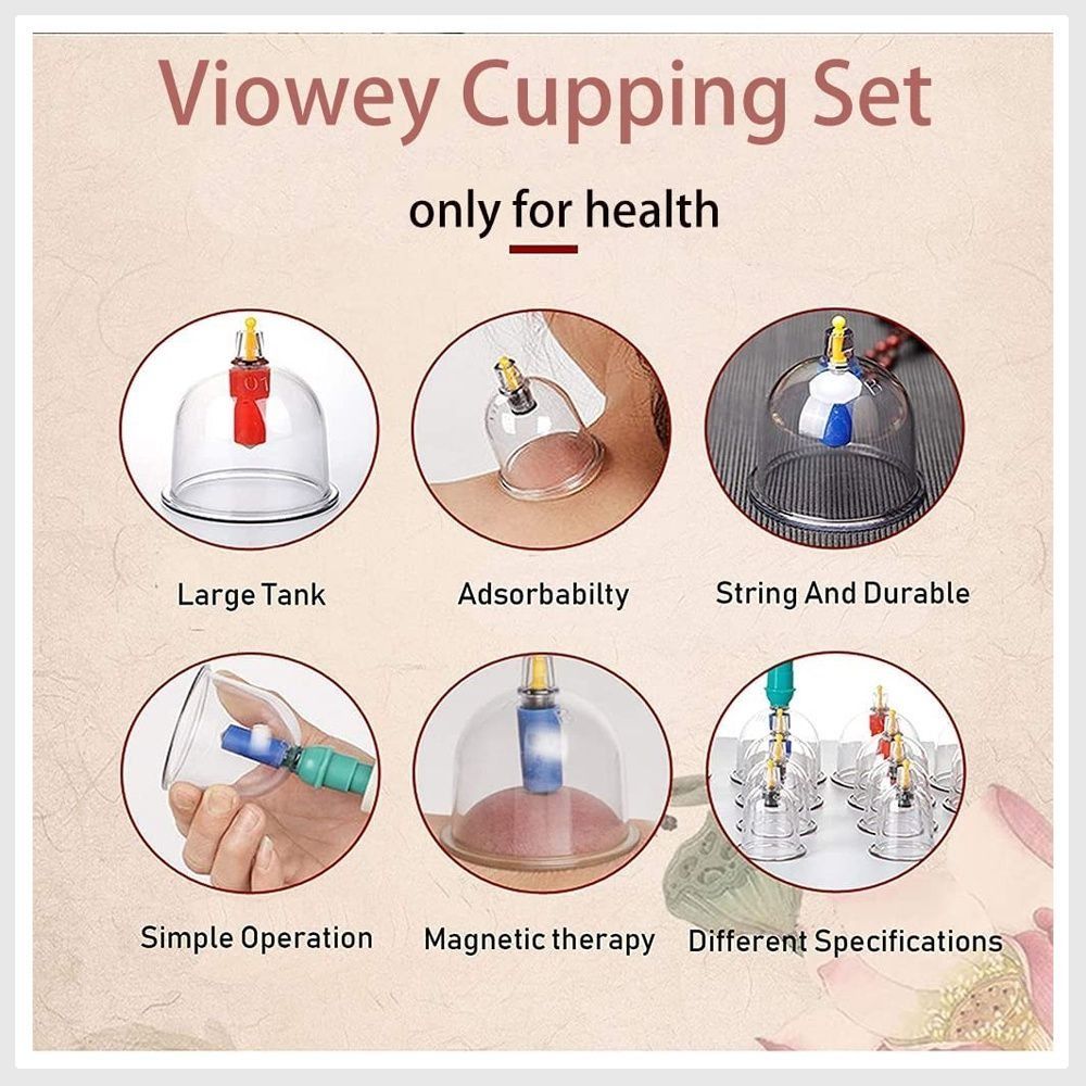 Uplife Chinese Cupping Therapy Set, 12 Vacuum Air Suction Cups with Pumping Handle, Anti