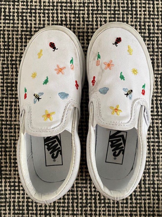 White vans slip ons boys clearance