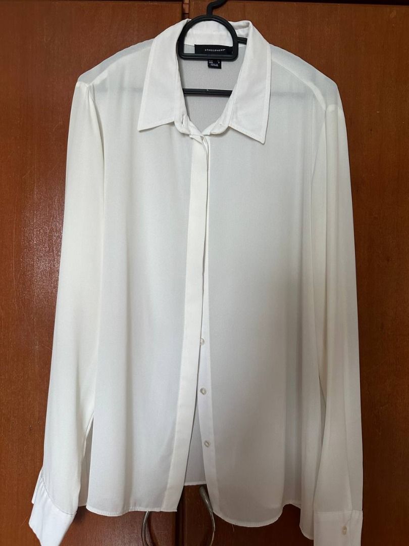 White chiffon long sleeve blouse 2025