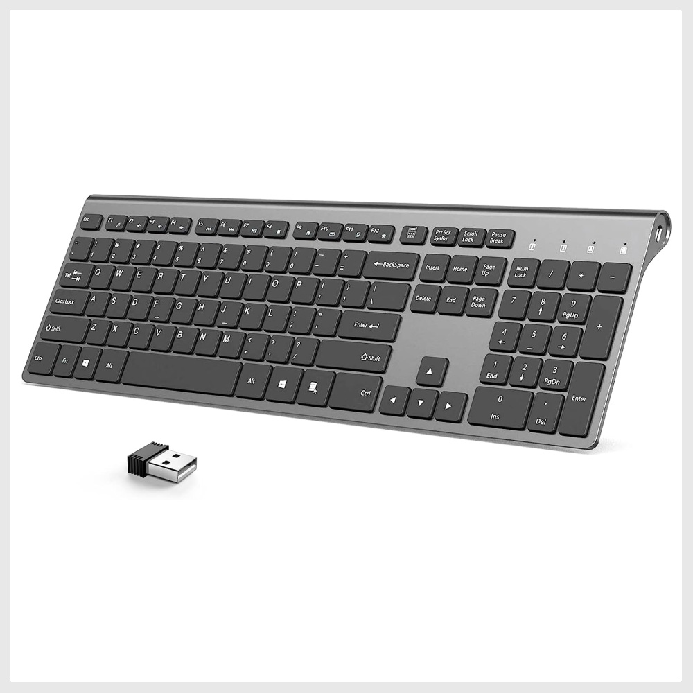 Wireless Keyboard,J JOYACCESS Full Size Rechargeable Quiet Thin