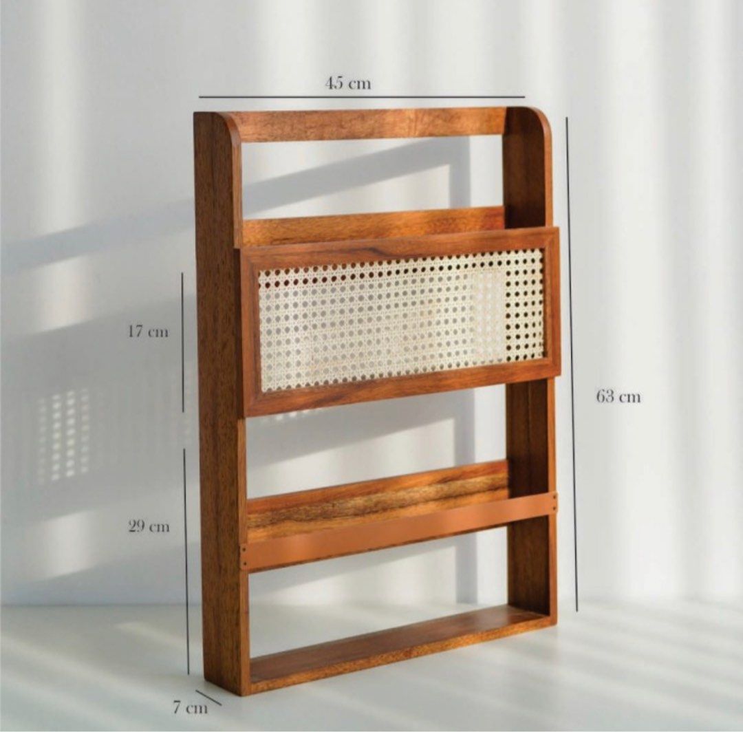 Wooden + Rattan Aesthetic Magazine/Books Shelves/hanging rack/books ...