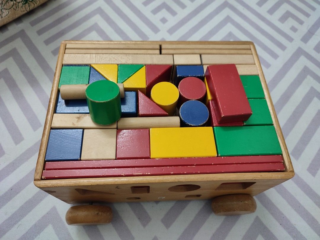 Wooden Block with trolley, Hobbies & Toys, Toys & Games on Carousell