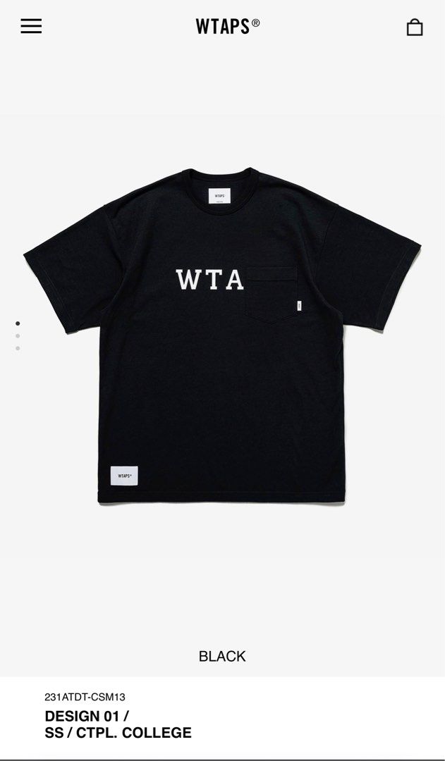 Wtaps 23SS Design 01 SS Ctpl College Black Size M, 男裝, 上身及 