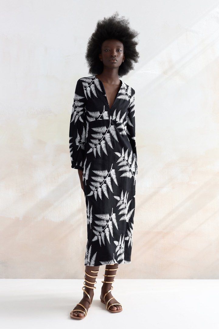 Zara embroidered linen dress 2025