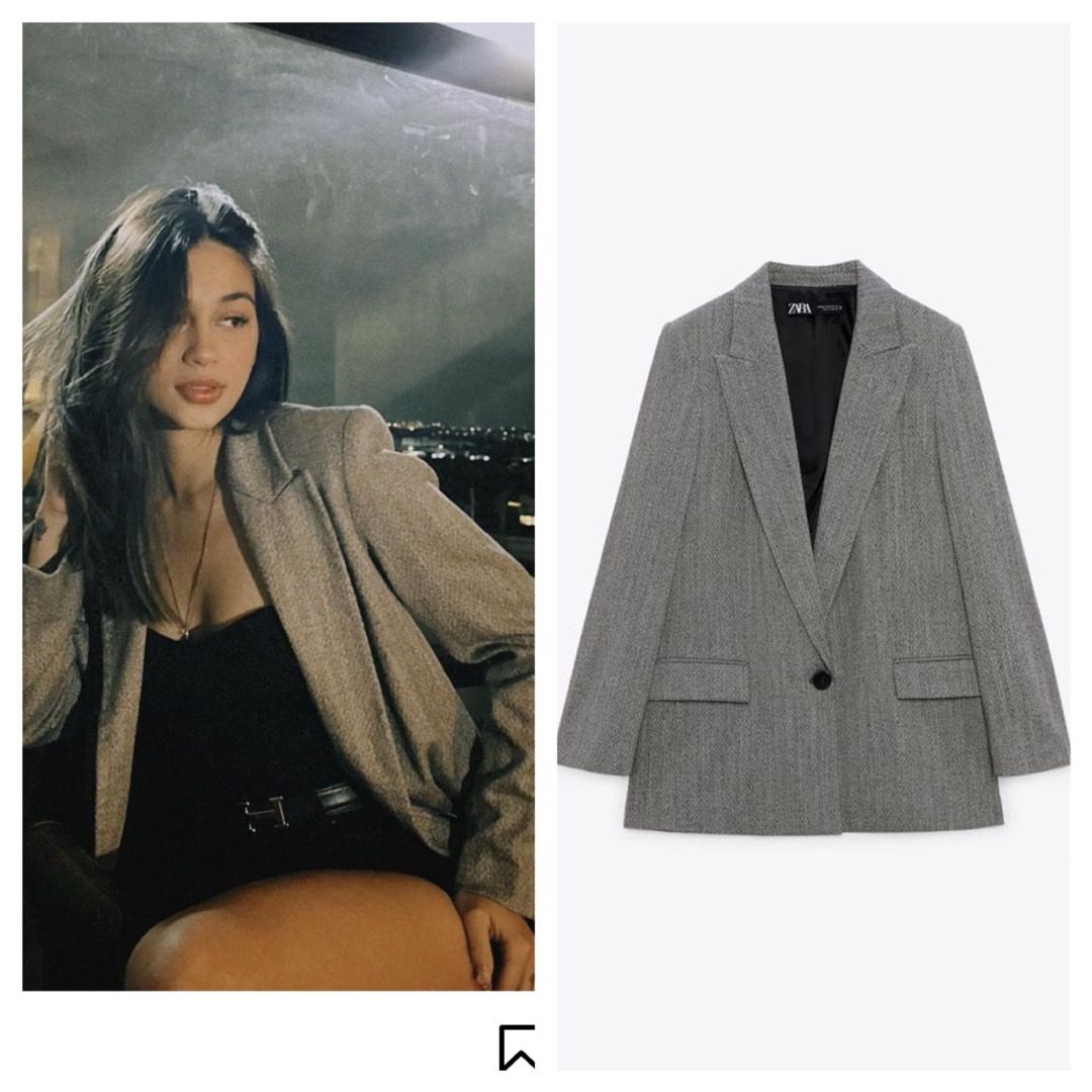 Zara herringbone blazer hot sale