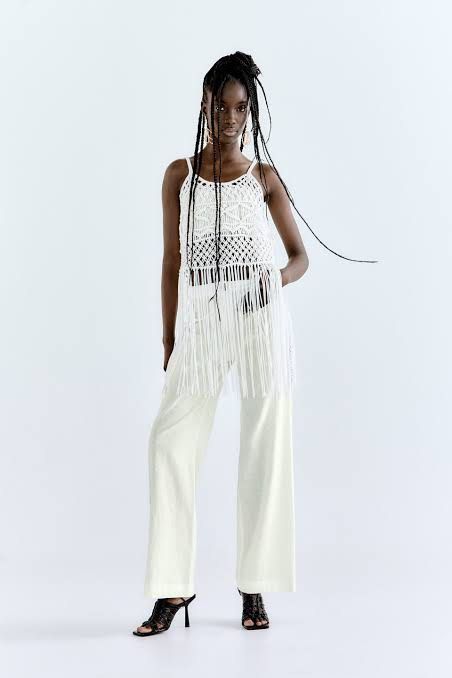Zara fringe trousers sales