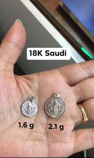 18K Saudi White Gold St. Benedict Pendant