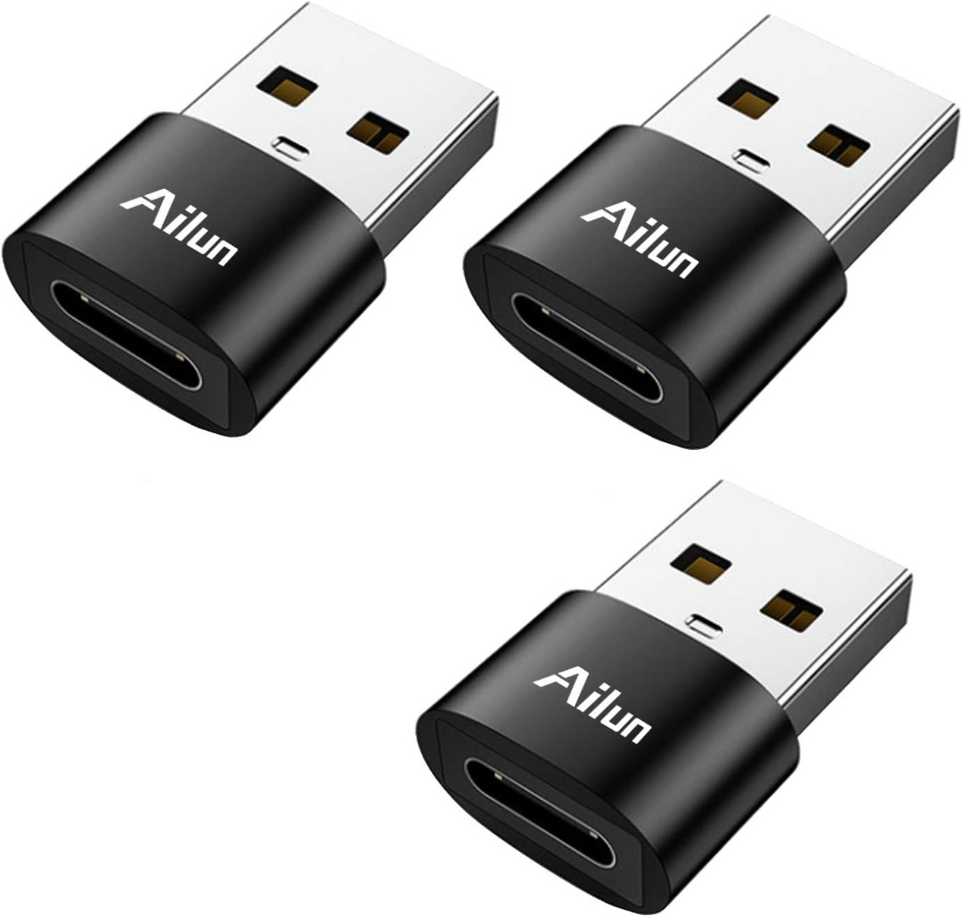 2379) AILUN USB C FEMALE TO USB A MALE ADAPTER 3 PACK TYPE C TO A