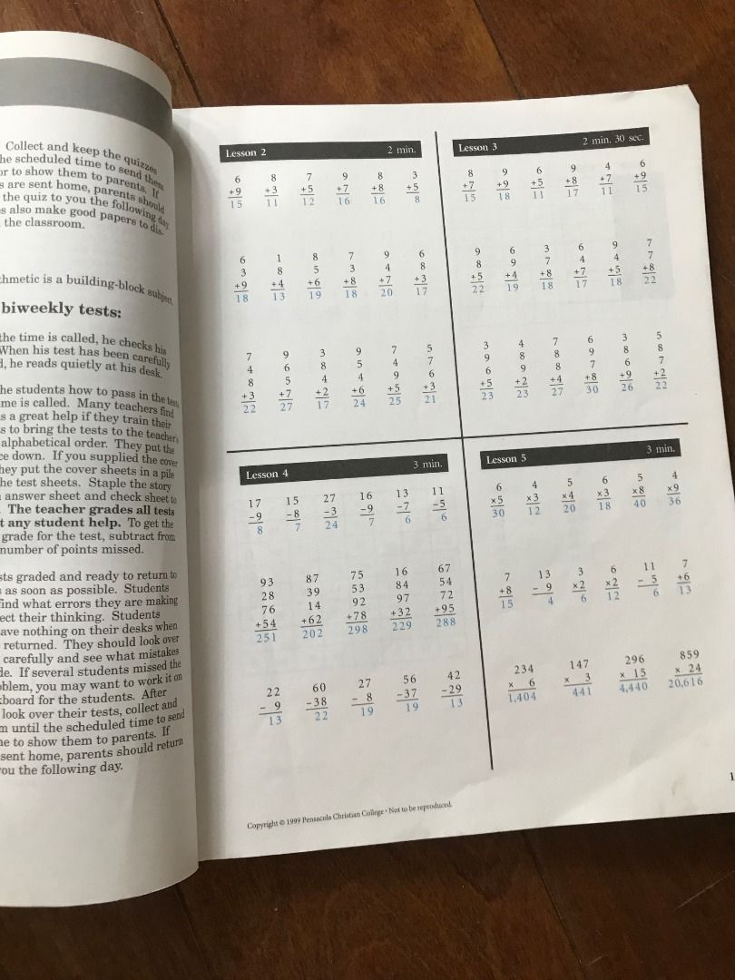 A Beka Book - Arithmetic 5 - Tests and Speed Drills Answer Key on Carousell