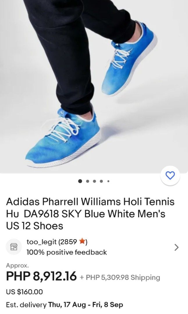 Adidas Pharrell Williams Hu Hoil Running Sneakers Mens Size 9 Blue DA9618