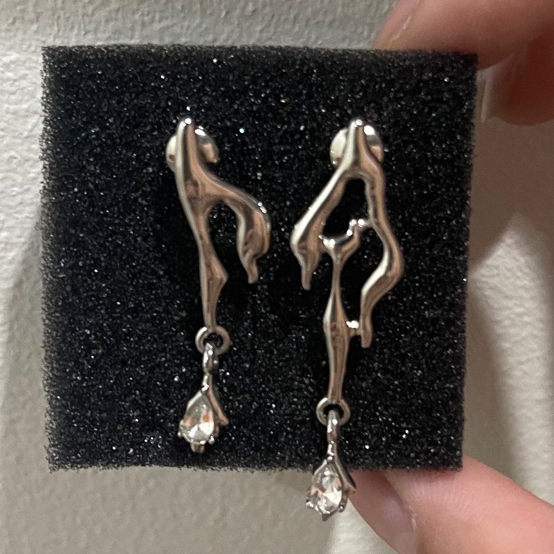 Aesthetic silver earrings Flame Grunge Women s Fashion