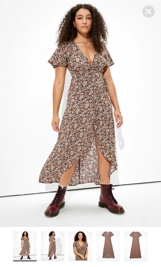 Eagle Print Long Sleeve Maxi Dress