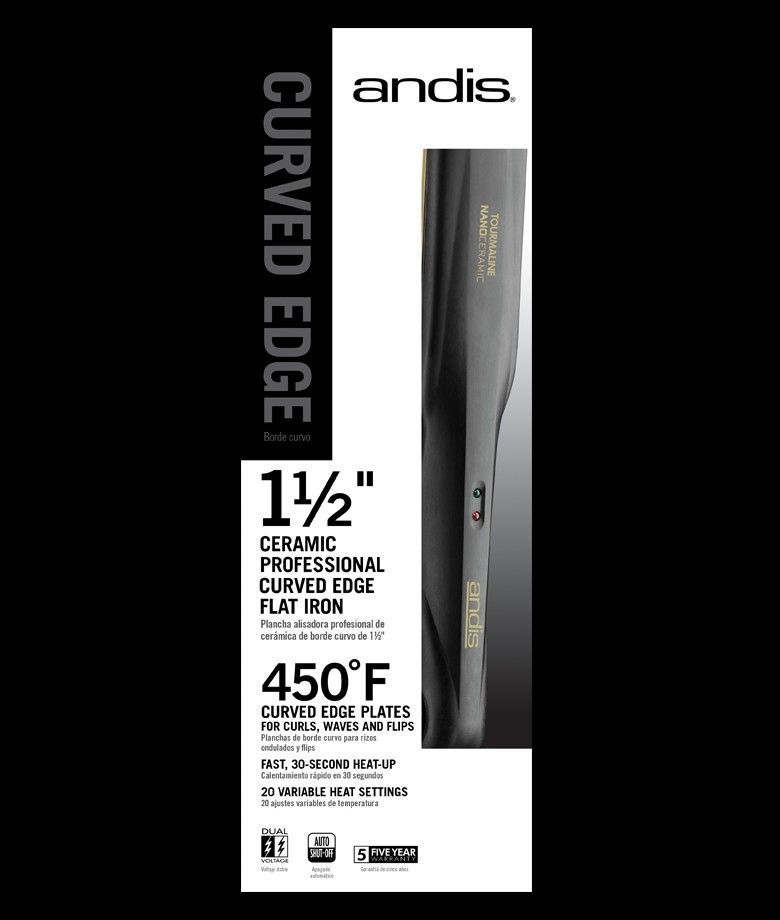 Andis 1 Ceramic Professional Curved Edge Flat Iron 450 F Beauty