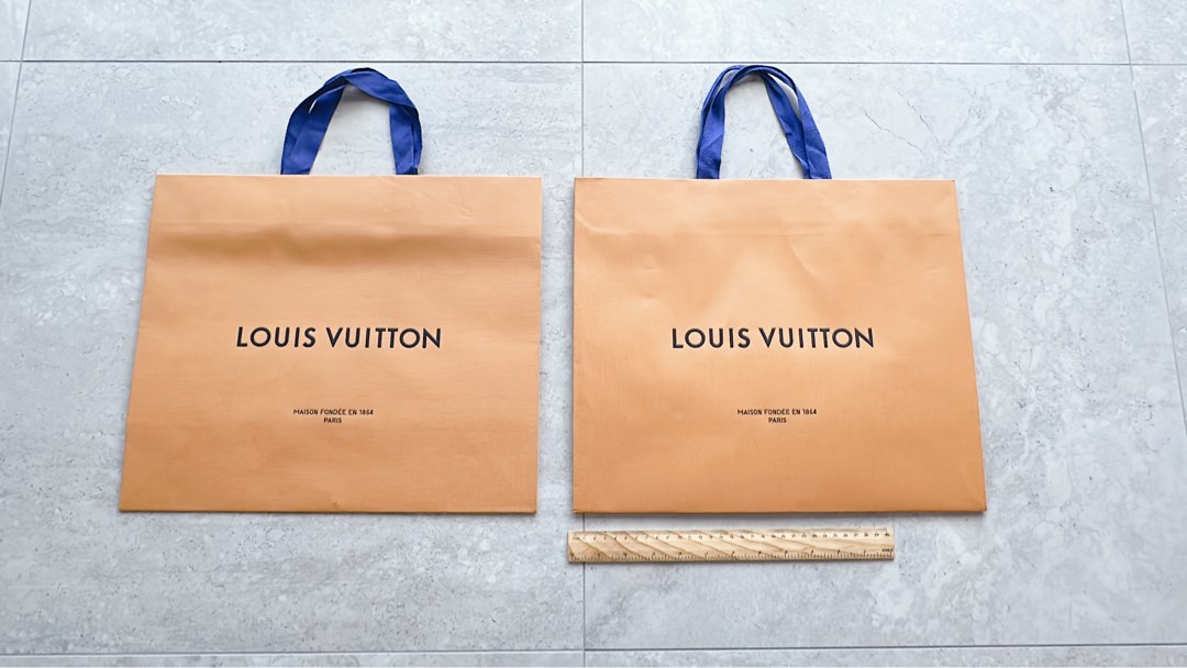 Louis Vuitton MM Empty Paper Bag Blue Handles Orange Retail Bag/Lot of 3