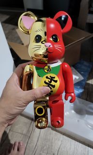 Bear brick maneki neko gold/red