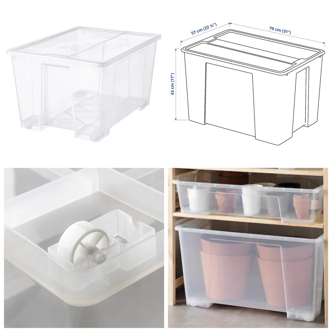 Big Transparent Storage Box with Lid Cover, Furniture & Home Living