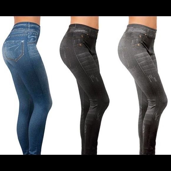 Genie Slim Jeggings with Ultra Plush Lining Black Denim Appearance :  : Fashion