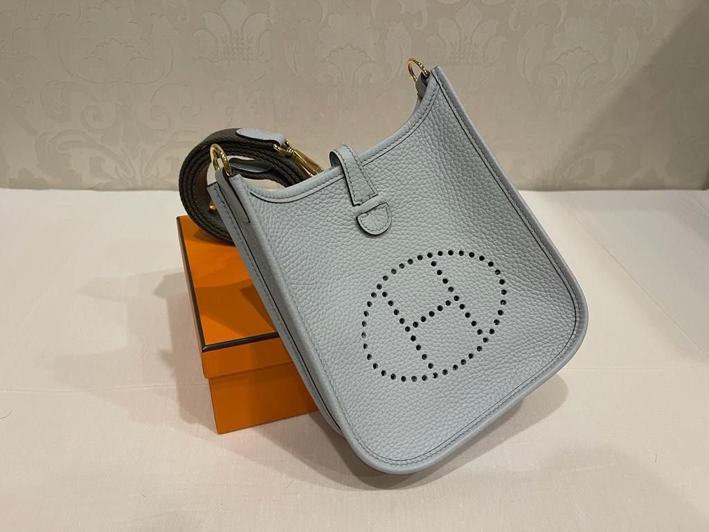 BNIB HERMES MINI EVELYN BLUE PALE