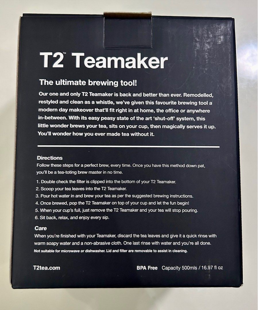 BNIB T2 TeaMaker 500ml free tea set, Furniture & Home Living