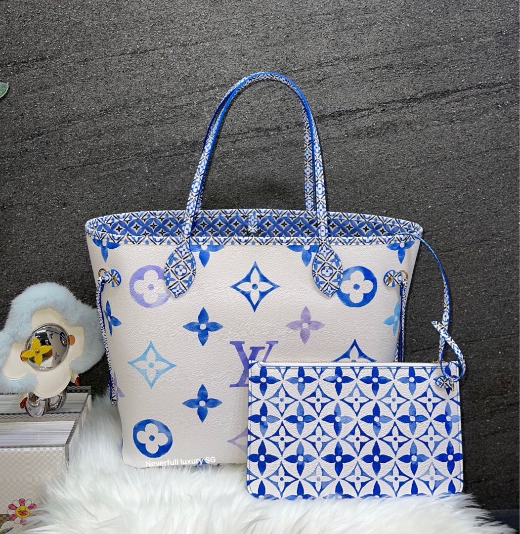 Louis Vuitton HAMPTONS By The Pool Neverfull GM Tote Bag Blue, Receipt