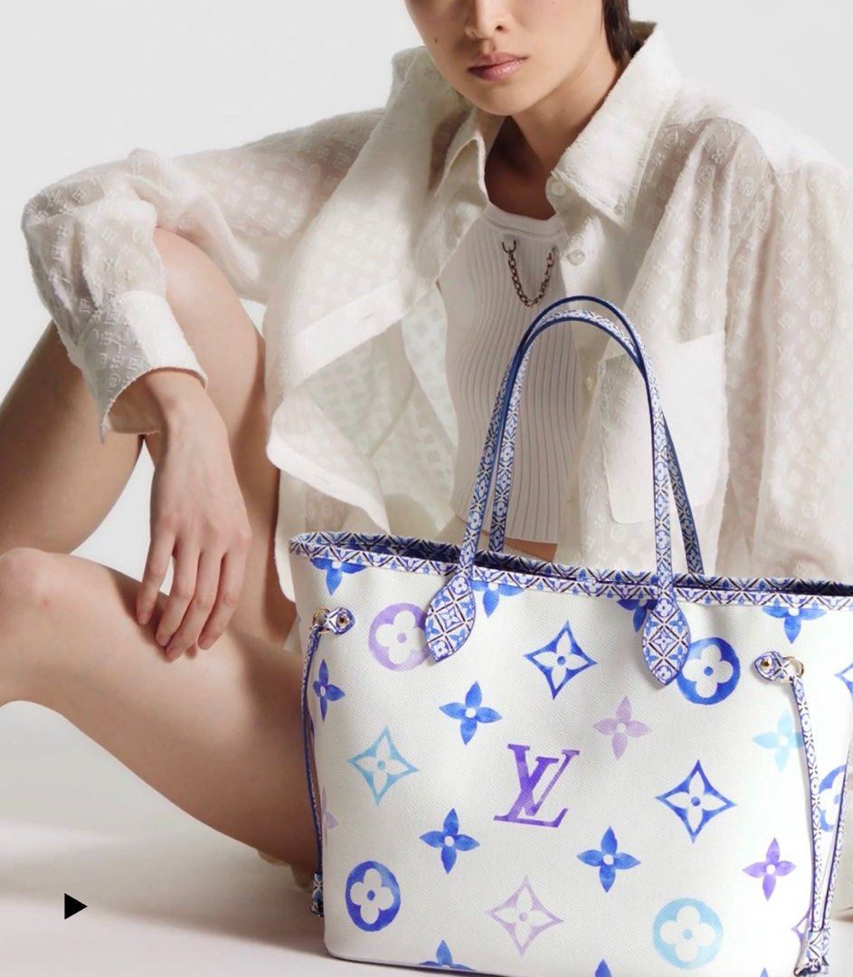 Louis Vuitton Blue Monogram By the Pool Neverfull MM Tote Bag with Pouch  Leather ref.298601 - Joli Closet