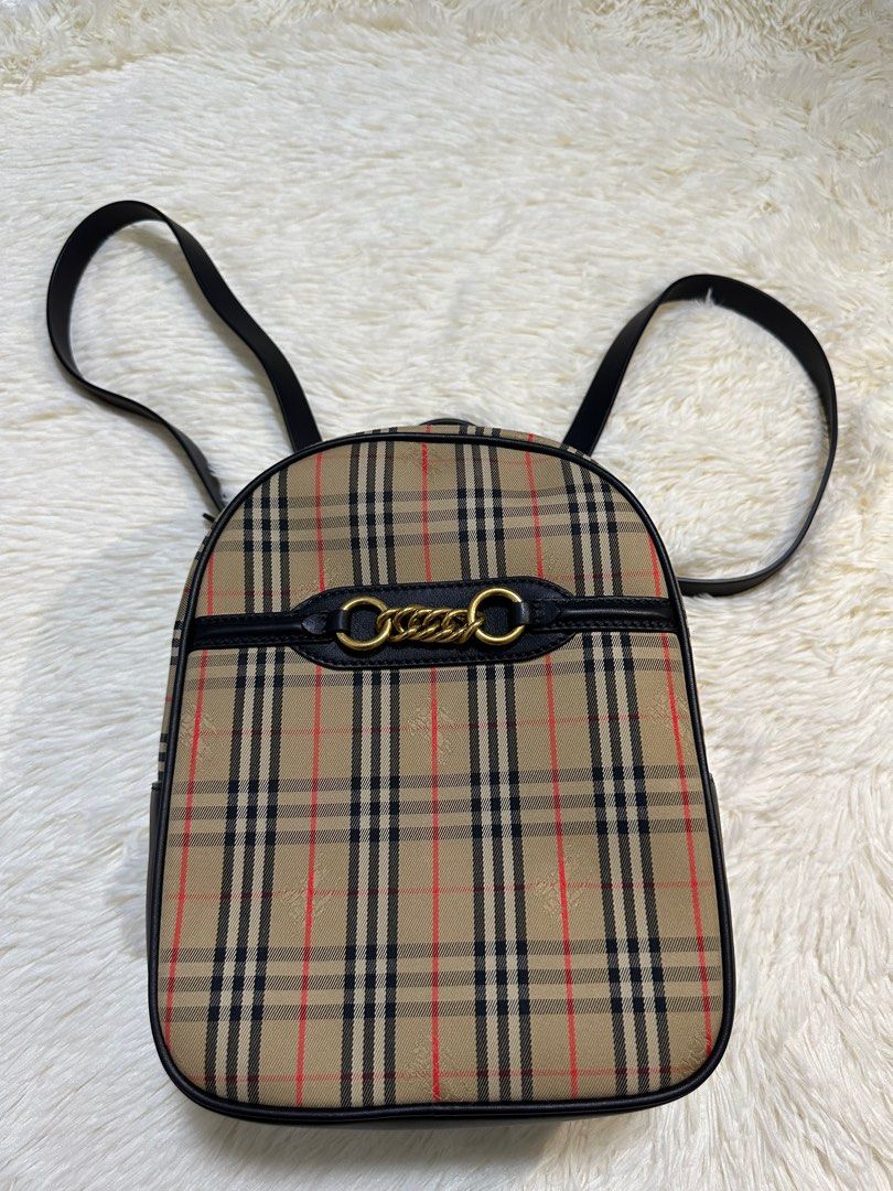 Burberry checked backpack with chain logo