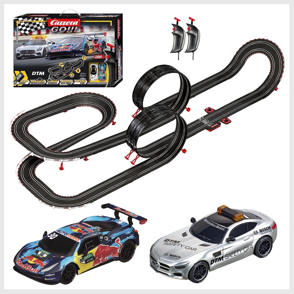 40ft Slot Car Racing Track Set - 1:43 Scale With 4 Cars & 2 Controllers For Kids 6+ Years