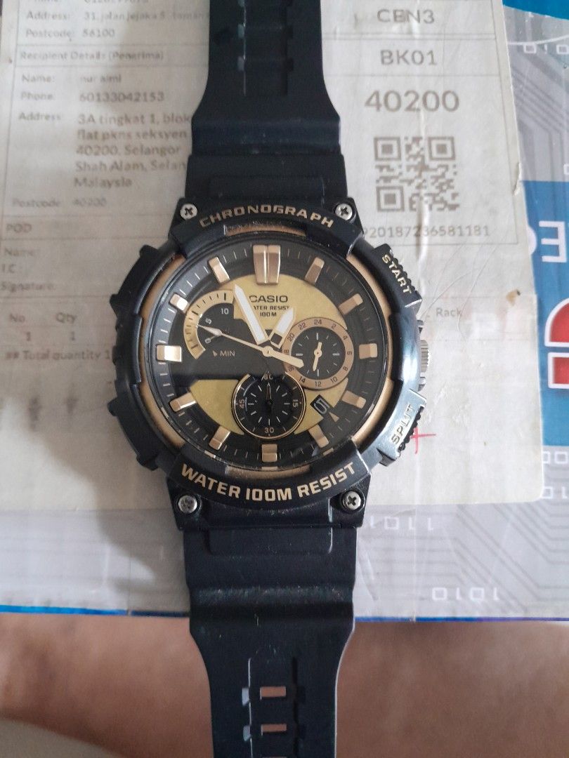 Casio chronograph water best sale 100m resist