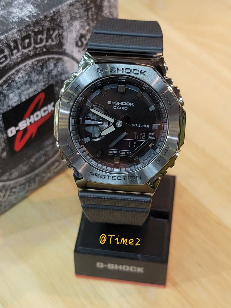 Casio Gshock GM-2100BB-1A GM2100BB-1A GM2100 GM-2100 黑鋼殼膠帶款