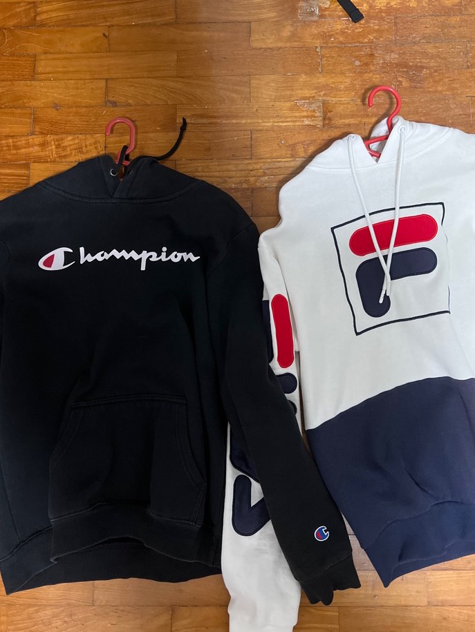Champion and FILA Hoodie set Men s Fashion Tops Sets Hoodies