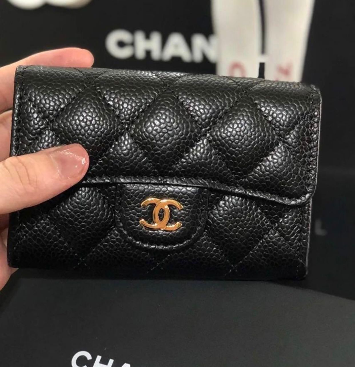 Chanel classic flap card holder GHW, Luxury, Bags & Wallets on Carousell