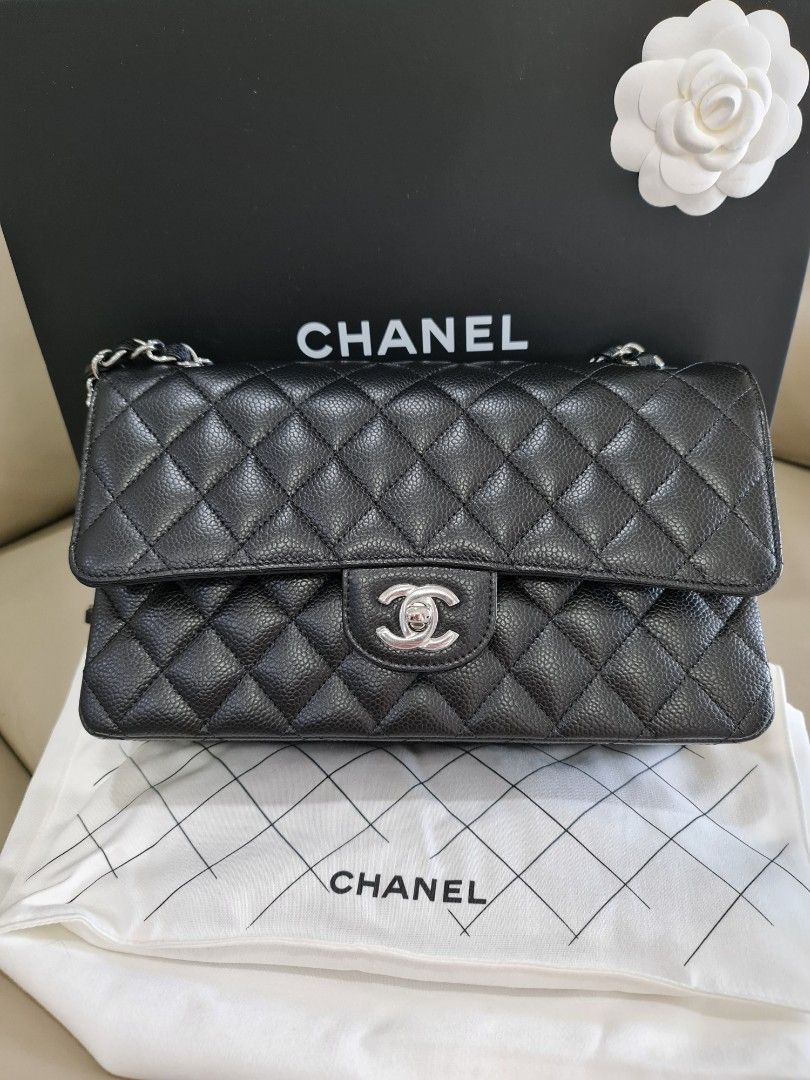 Chanel black hotsell silver chain