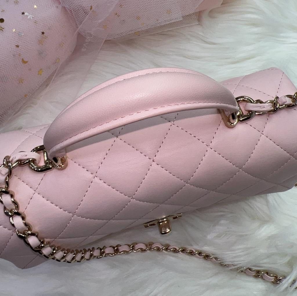 Chanel Mini Top Handle 22P Pastel Pink Lambskin Leather Bag, Luxury, Bags &  Wallets on Carousell