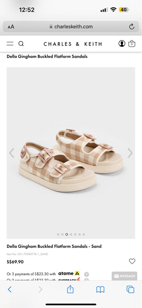 Charles Keith Gingham buckled platform sandals