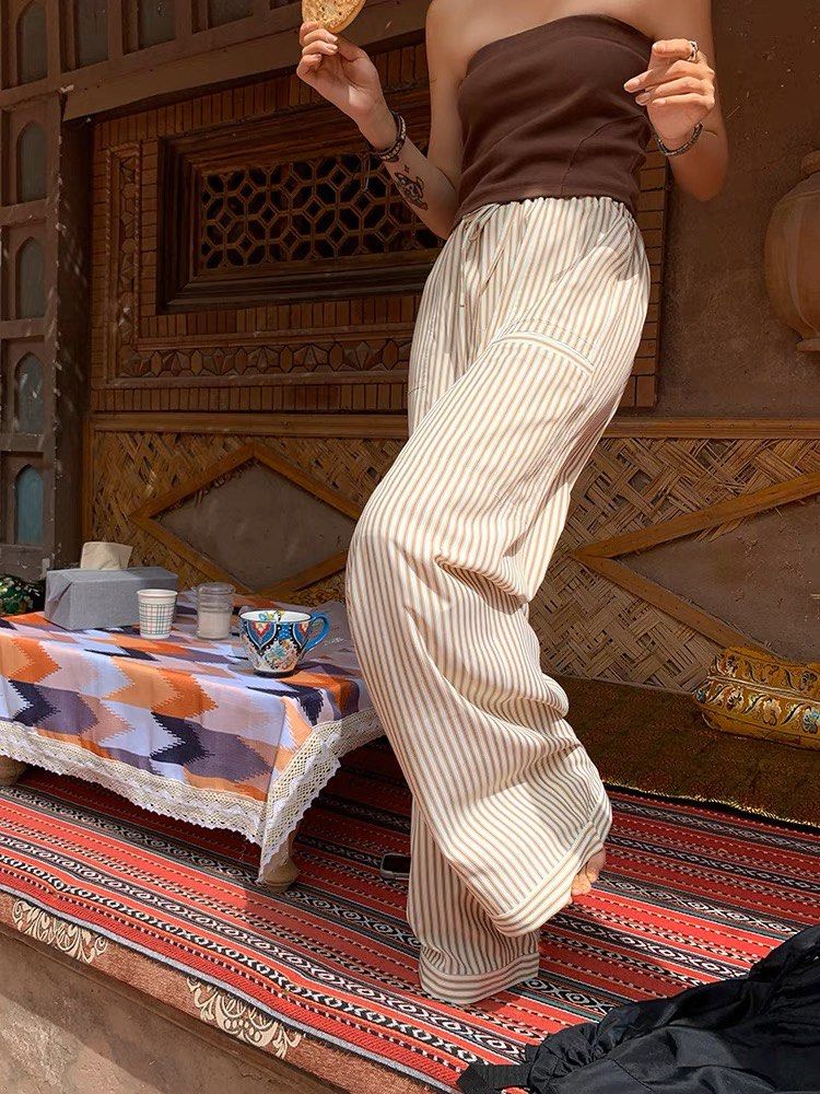 Vertical striped wide leg pants shop